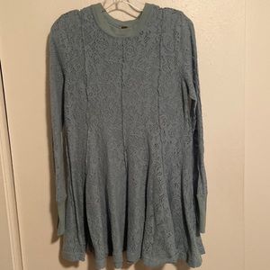 Free People Coffee In The Morning Lace Sweater Tunic